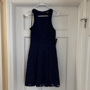 Lulu's Navy Lace Sleeveless Fit & Flare Dress